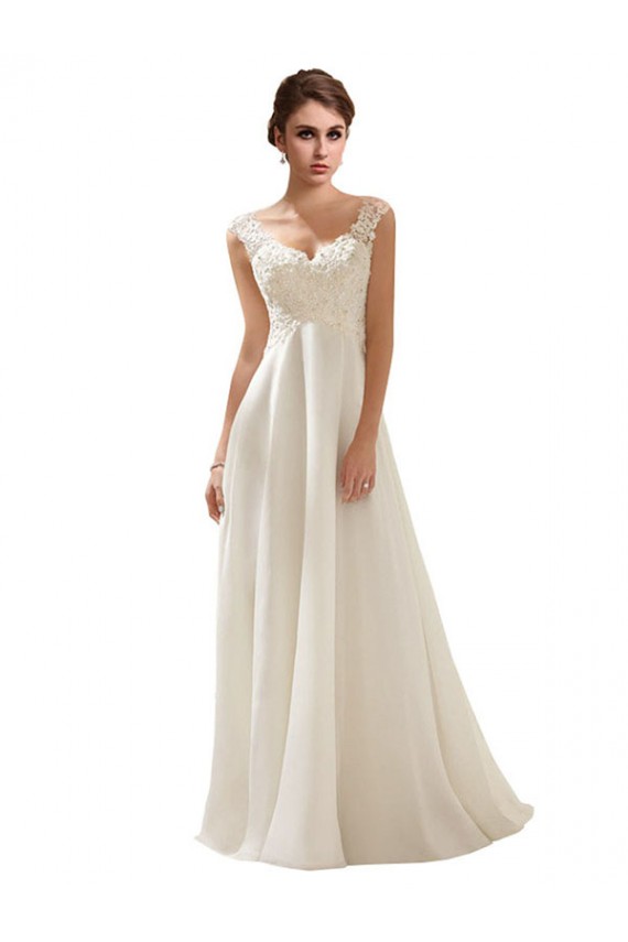 Ivory V-Neck Sleeveless Low Back A-Line Wedding Dress Townsville