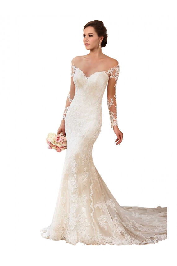 Ivory Sweetheart Long Sleeves Mermaid Wedding Gowns Townsville