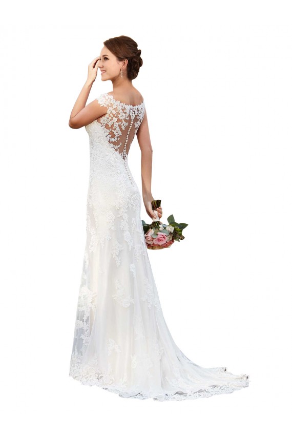 White Illusion Neck Sleeveless Sheath Sexy Wedding Dress Townsville