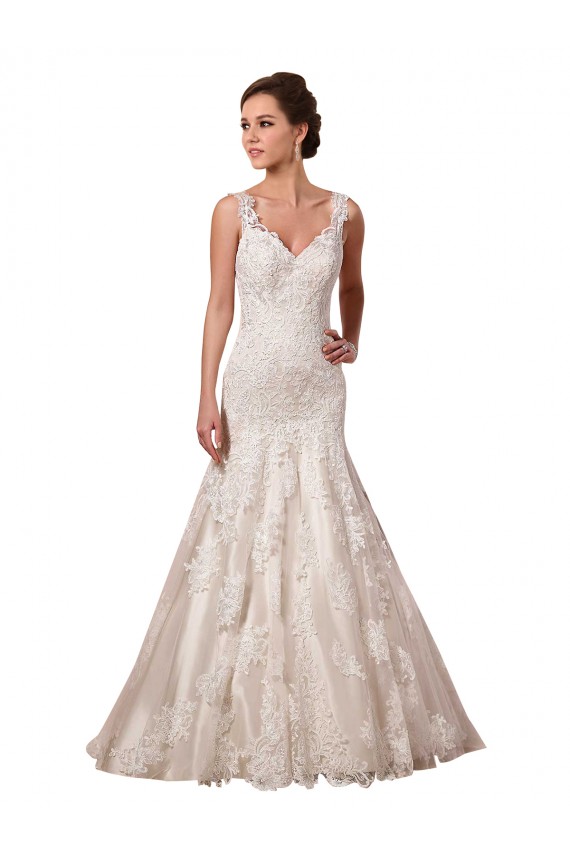 Ivory V-Neck Sleeveless Mermaid Bridal Wedding Dress Townsville