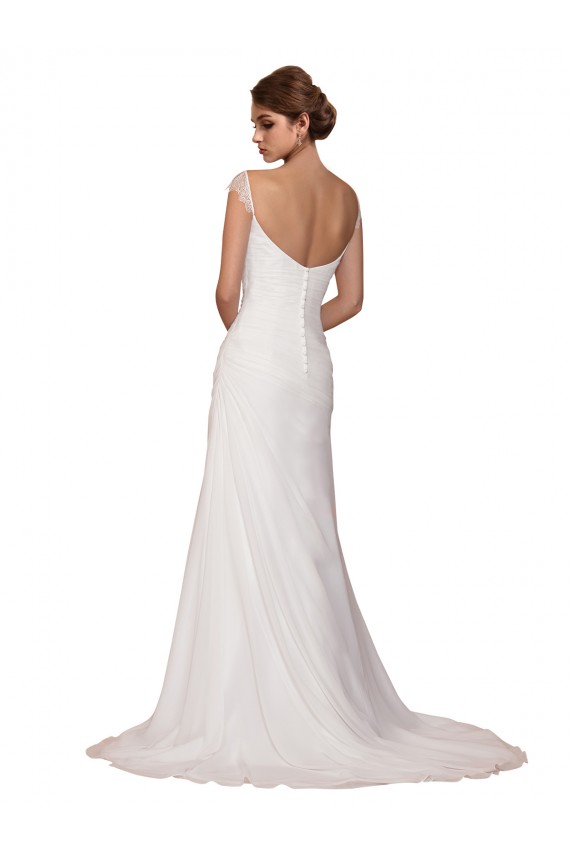 Ivory V-Neck Sleeveless Sheath Wedding Dress Townsville