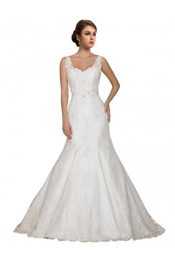 Ivory V-Neck Cap Sleeves Mermaid Wedding Dress Townsville