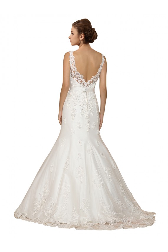 Ivory V-Neck Cap Sleeves Mermaid Wedding Dress Townsville