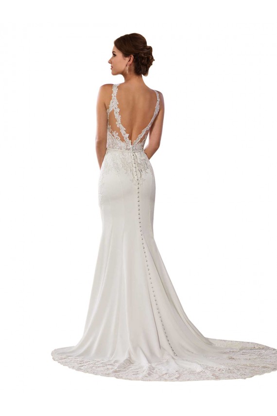 Ivory High Neck Sleeveless V-Back Sheath Modern Wedding Dress Townsville