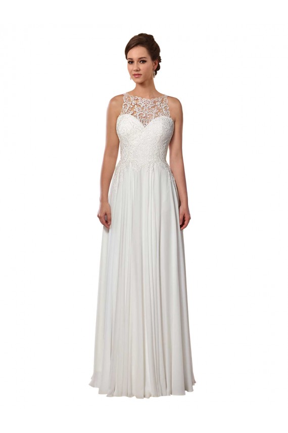 Ivory Illusion Neck Sleeveless A-Line Boho Wedding Dress Townsville
