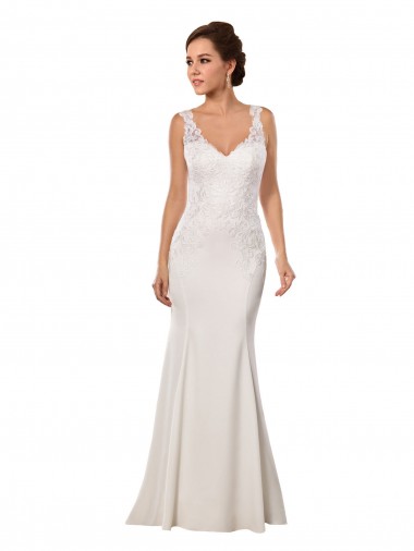 Ivory V-Neck Sleeveless Mermaid Sexy Wedding Dress Townsville