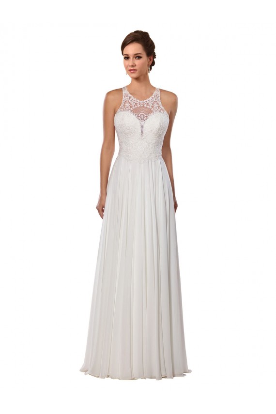 Ivory Illusion Neck Sleeveless Sheath Wedding Dress Townsville