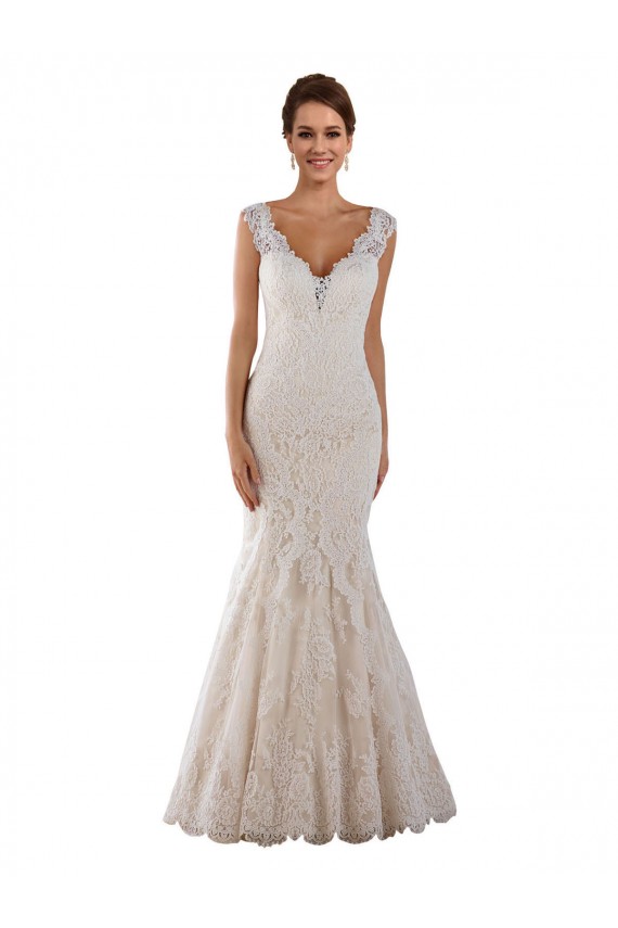 White V-Neck Sleeveless Mermaid Wedding Dress Townsville
