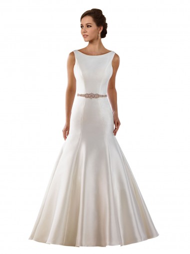 Ivory Bateau Neck Sleeveless V-Back Mermaid Modern Wedding Dress Townsville