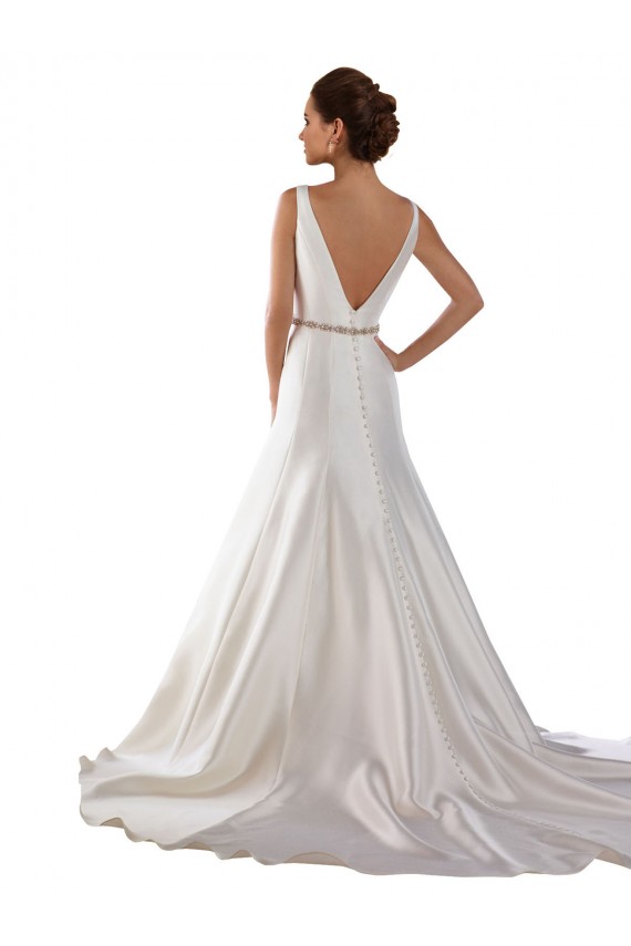 Ivory Bateau Neck Sleeveless V-Back Mermaid Modern Wedding Dress Townsville