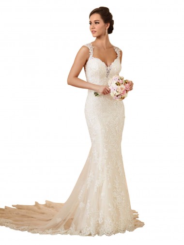 Ivory Sweetheart Sleeveless Keyhole Back Mermaid Modern Wedding Dress Townsville