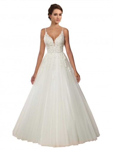 Ivory Spaghetti Straps Sleeveless Ball Gown Boho Wedding Dress Townsville