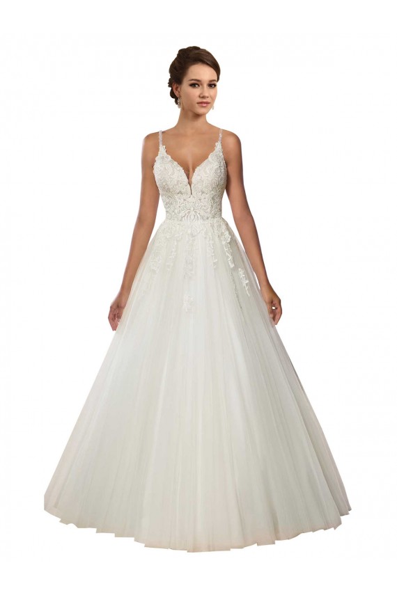 Ivory Spaghetti Straps Sleeveless Ball Gown Boho Wedding Dress Townsville