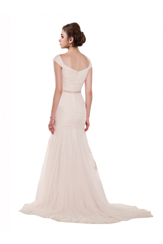 Ivory Off the Shoulder Sleeveless Tulle Mermaid Beach Wedding Dress Townsville