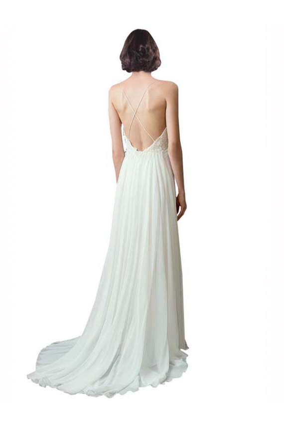 Ivory V-Neck Sleeveless A-Line Beach Wedding Dress Townsville