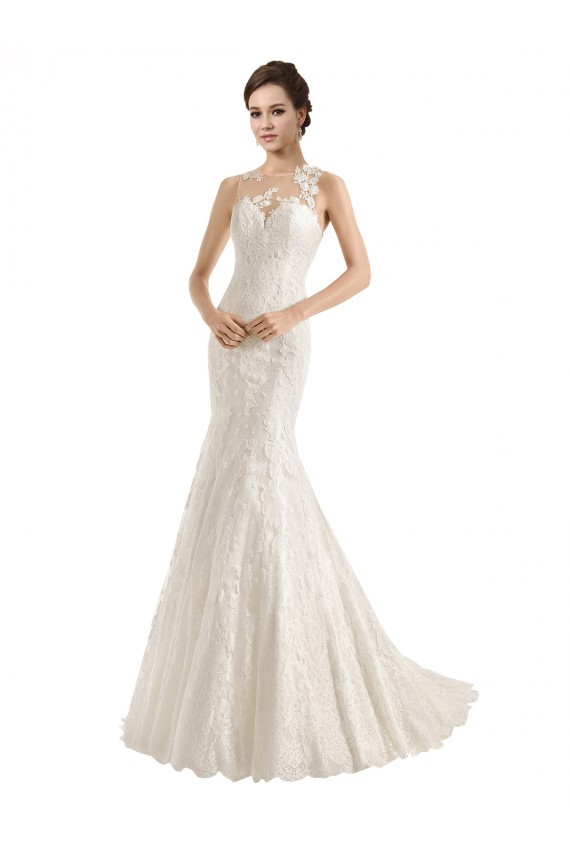 Ivory Illusion Neck Sleeveless Mermaid Wedding Dress Townsville