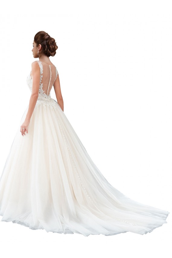 Ivory Illusion Neck Sleeveless A-Line Beach Wedding Dress Townsville