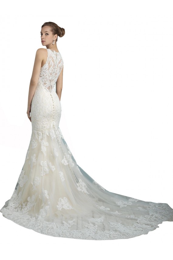 Ivory Illusion Neck Sleeveless Mermaid Beach Wedding Dress Townsville