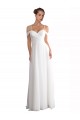 Ivory Off the Shoulder Sleeveless Soft Chiffon A-Line Beach Wedding Dress Townsville