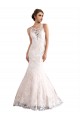 Ivory & Champagne Illusion Neck Sleeveless Tulle & Lace Mermaid Wedding Dress Townsville