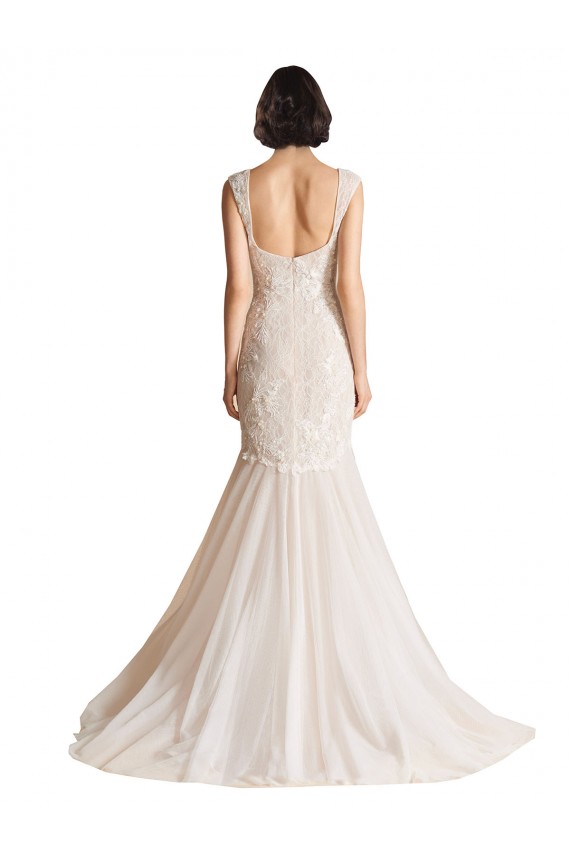 Ivory & Champagne V-Neck Sleeveless Low Back Mermaid Wedding Dress Townsville