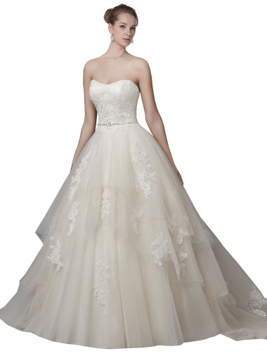 Ivory Strapless Sleeveless Low Back Ball Gown Wedding Dress Townsville