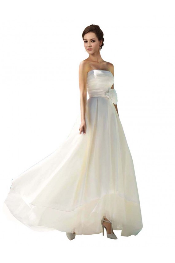 Ivory Strapless Sleeveless Soft Chiffon A-Line Wedding Dress Townsville