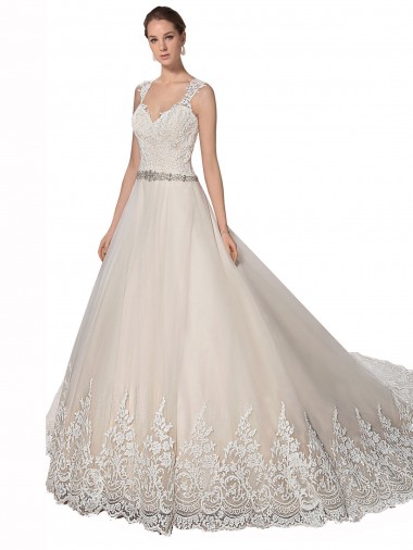 Ivory & Champagne Sweetheart Sleeveless A-Line Wedding Dress Townsville