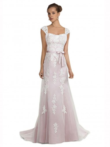 Ivory & Pink Strapless Sleeveless Mermaid Beach Wedding Dress Townsville