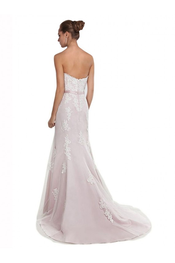Ivory & Pink Strapless Sleeveless Mermaid Beach Wedding Dress Townsville