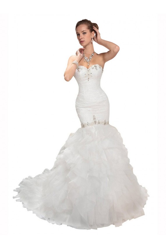 White Sweetheart Sleeveless Tulle Mermaid Wedding Dress Townsville