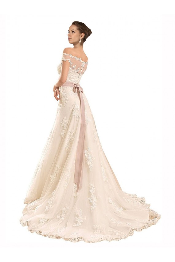 Ivory Off the Shoulder Sleeveless A-Line Beach Wedding Dress Townsville