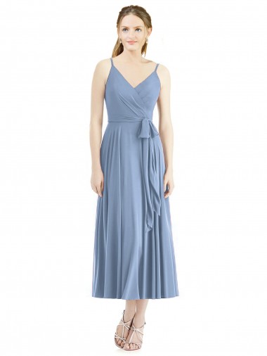 Dusty Blue Spaghetti Straps Sleeveless A-Line Bridesmaid Dress Townsville