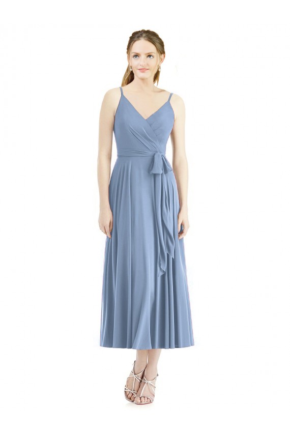 Dusty Blue Spaghetti Straps Sleeveless A-Line Bridesmaid Dress Townsville