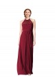 Burgundy Halter Neck Sleeveless A-Line Evening Gowns / Bridesmaid Dresses Townsville