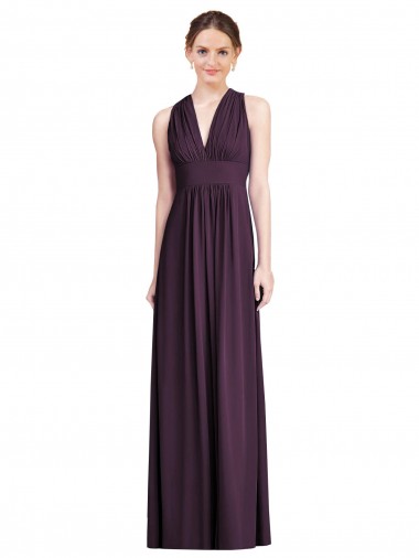 Grape V-Neck Sleeveless A-Line Bridesmaid Dress Townsville