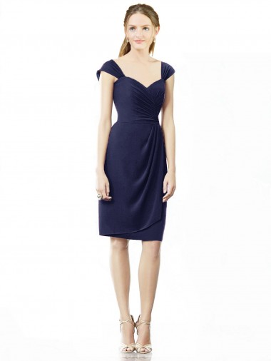 Dark Navy Sweetheart Cap Sleeves Sheath Bridesmaid Dress Townsville