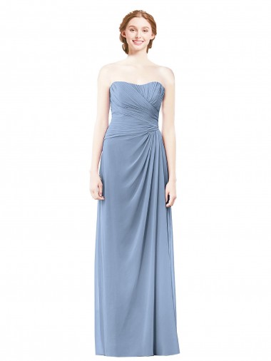 Dusty Blue Strapless Sleeveless A-Line Formal Dresses / Bridesmaid Dresses Townsville