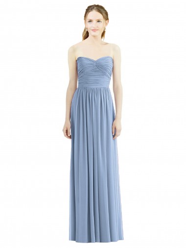 Dusty Blue Strapless Sleeveless A-Line Bridesmaid Gowns Townsville