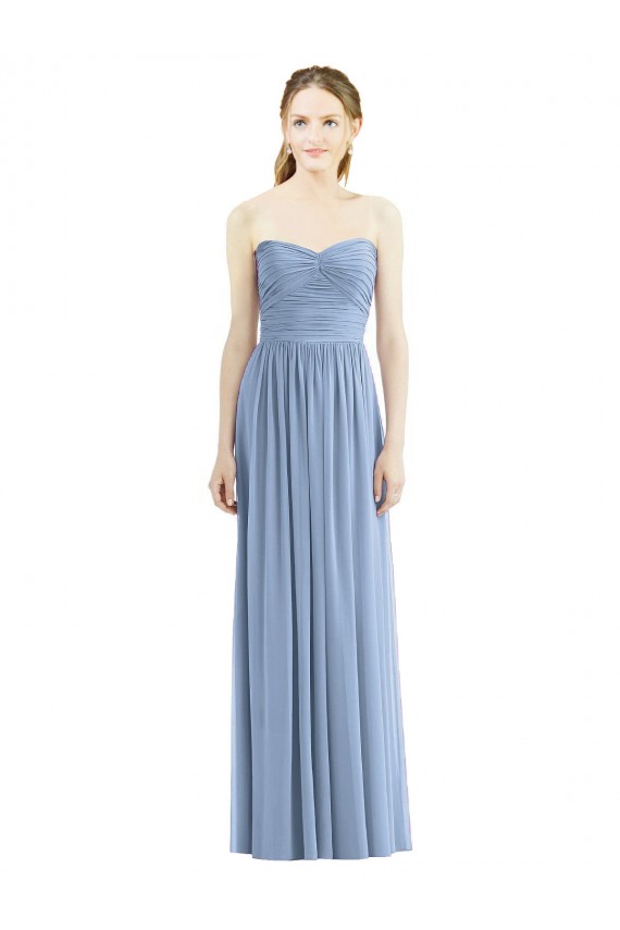 Dusty Blue Strapless Sleeveless A-Line Bridesmaid Gowns Townsville