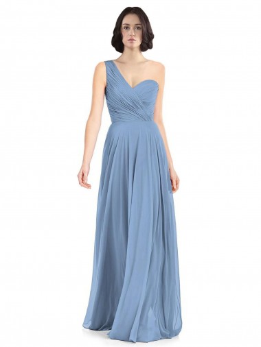 Dusty Blue One Shoulder Sleeveless A-Line Formal Dress / Bridesmaid Dress Townsville