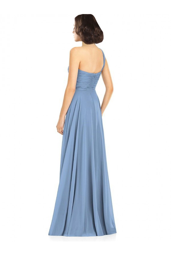 Dusty Blue One Shoulder Sleeveless A-Line Formal Dress / Bridesmaid Dress Townsville