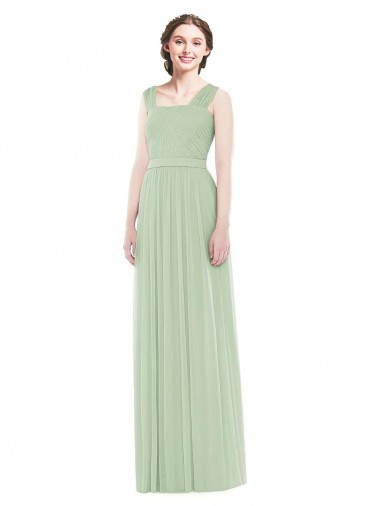 Sage Spaghetti Straps Sleeveless A-Line Bridal Party Dress Townsville