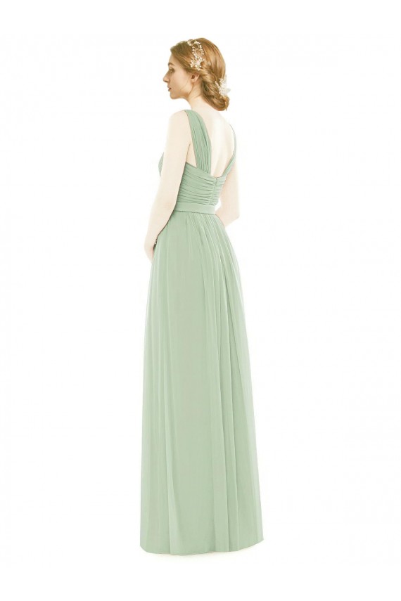 Sage Spaghetti Straps Sleeveless A-Line Bridal Party Dress Townsville