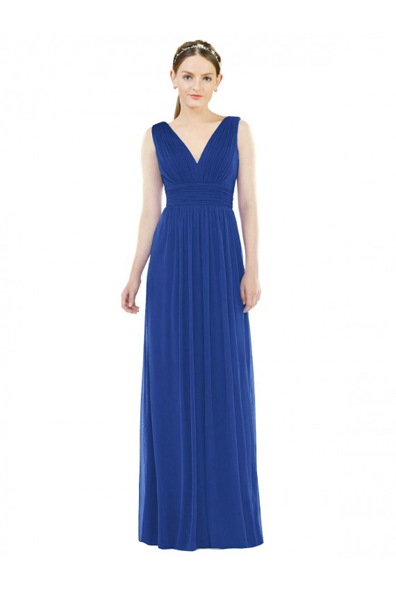 Royal Blue V-Neck Sleeveless A-Line Bridesmaid Gowns Townsville