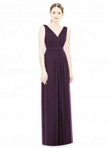 Grape V-Neck Sleeveless A-Line Bridesmaid Dress / Evening Dress Townsville