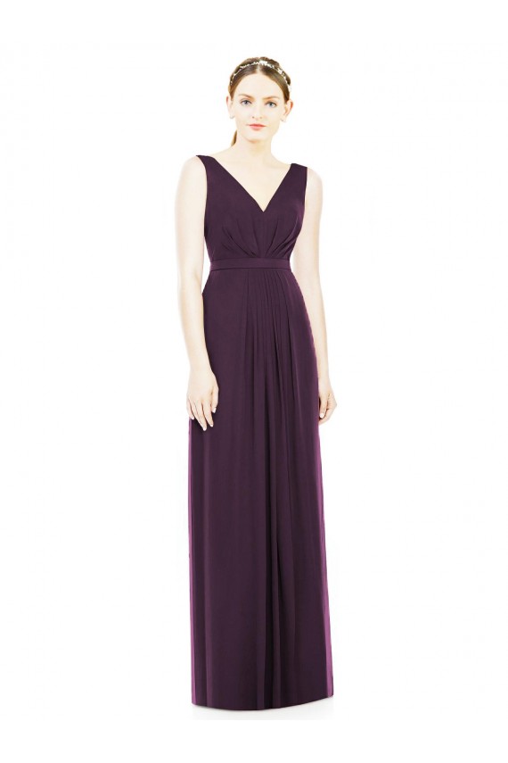 Grape V-Neck Sleeveless A-Line Bridesmaid Dress / Evening Dress Townsville