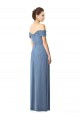 Dusty Blue Off the Shoulder Cap Sleeves A-Line Bridesmaid Dress Townsville