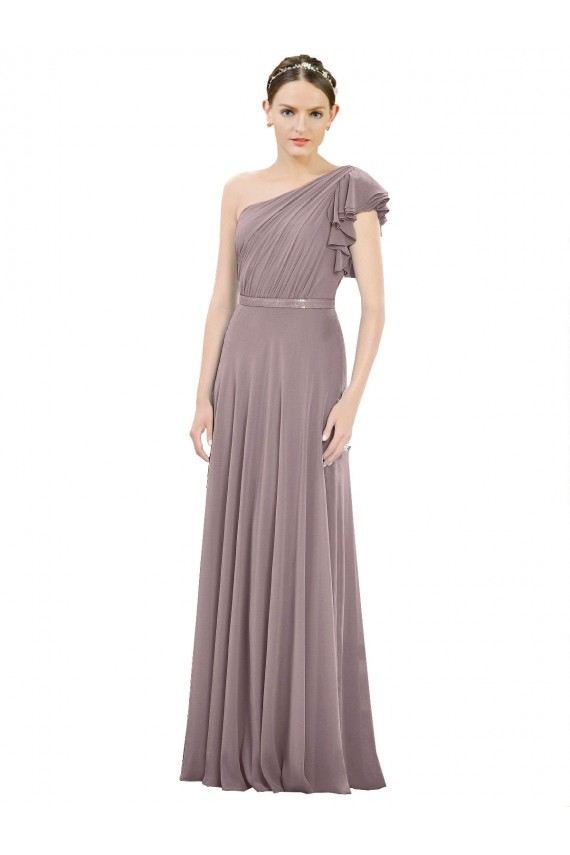 Dusty Rose One Shoulder Sleeveless A-Line Bridesmaid Dress Townsville