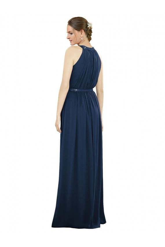 Dark Navy High Neck Sleeveless A-Line Bridesmaid Dress / Formal Dress Townsville